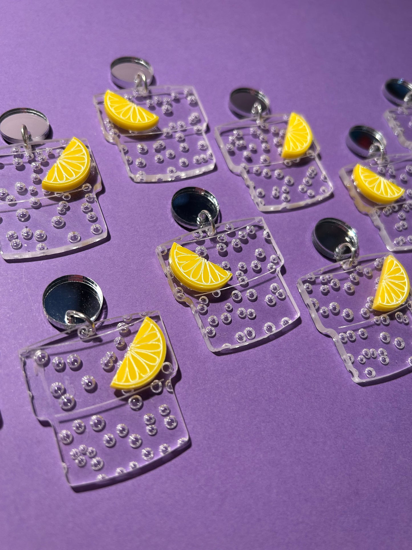 Soda with Lemon Acrylic Earrings