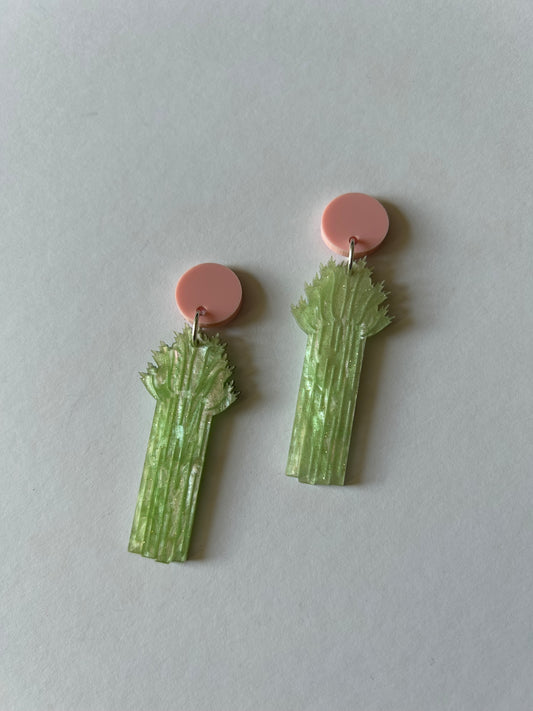Celery Sparkly Acrylic Earrings