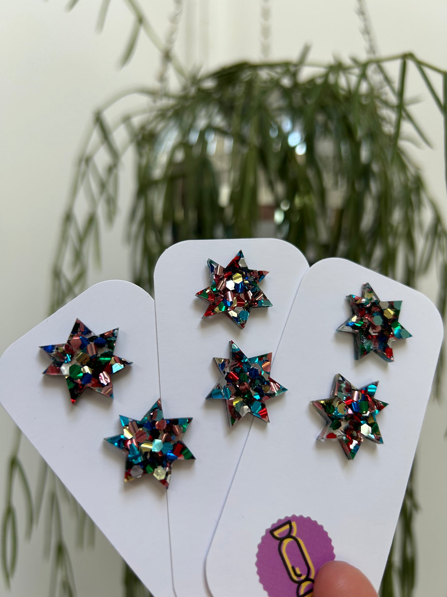 Glittery Acrylic Starburst Studs