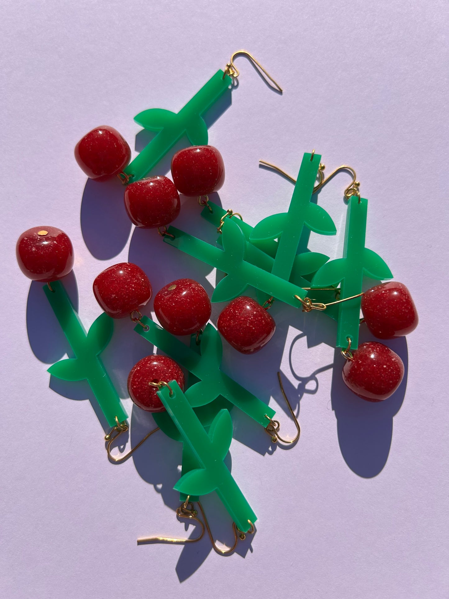 Cherry Acrylic Dangly Earrings