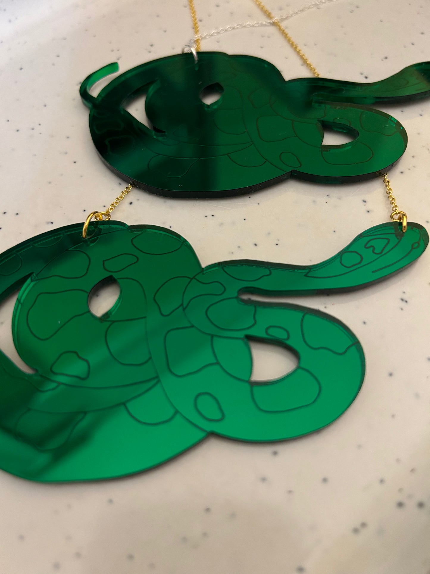 Green Mirror Acrylic Snake Necklaces