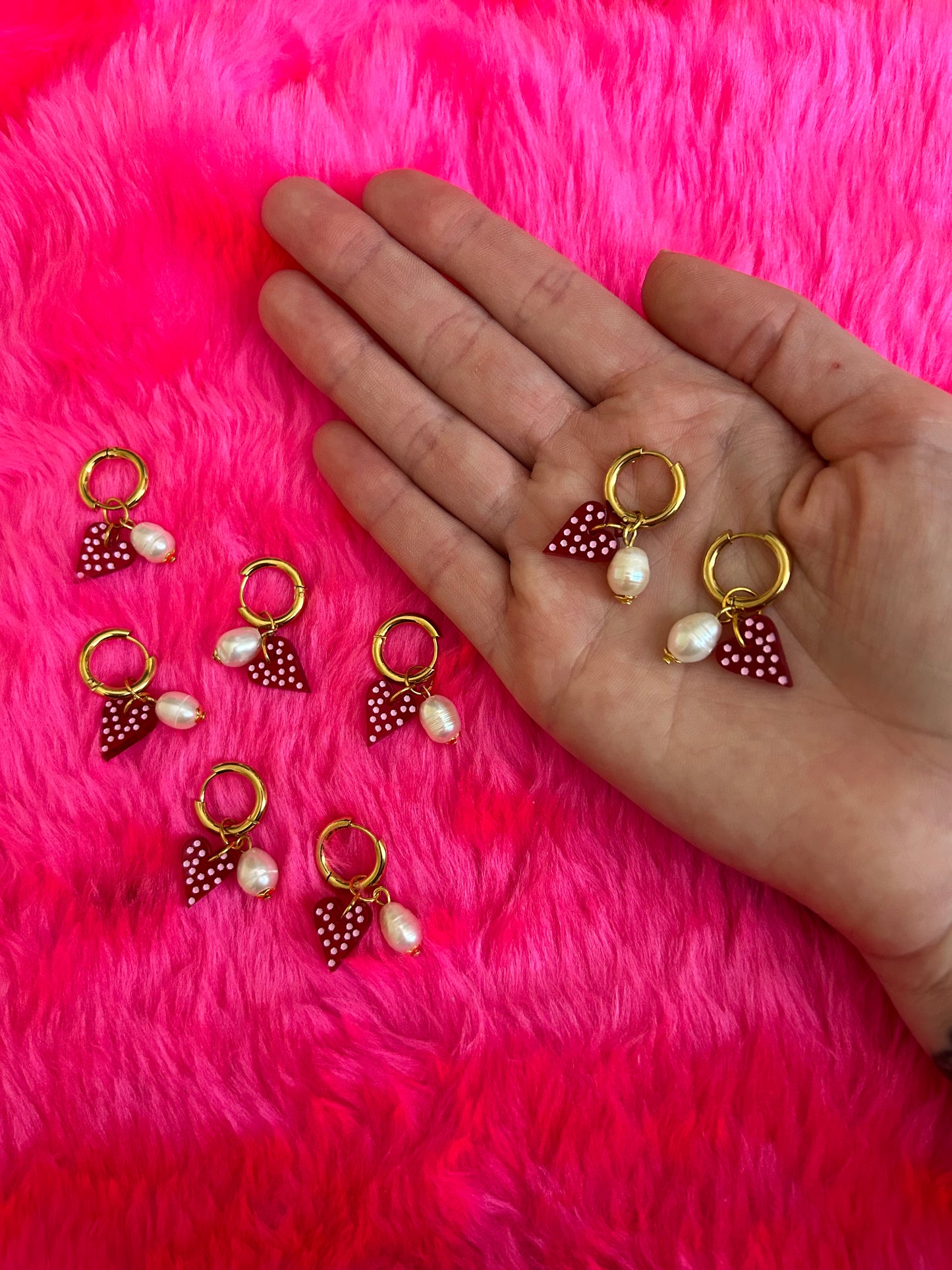 Hearts & Pearls Acrylic Hoop Earrings