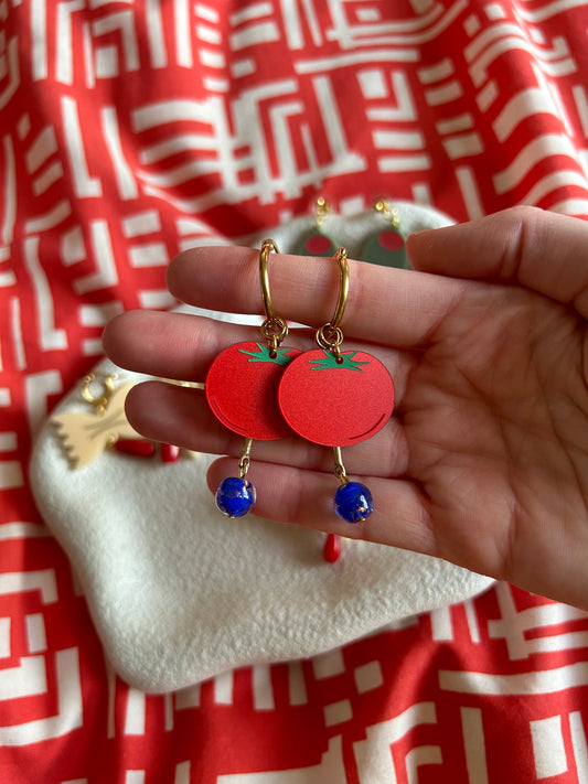 Tomato Acrylic Hoop Earrings