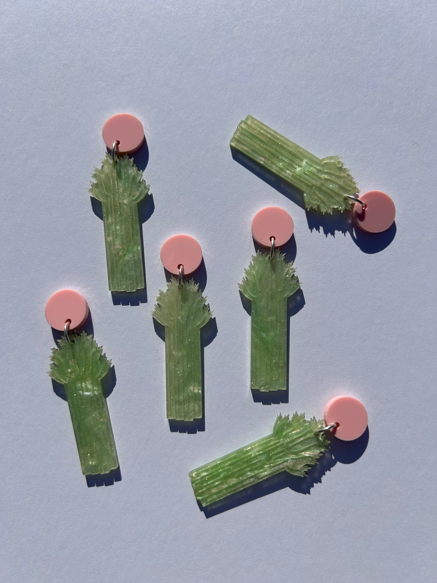 Celery Sparkly Acrylic Earrings