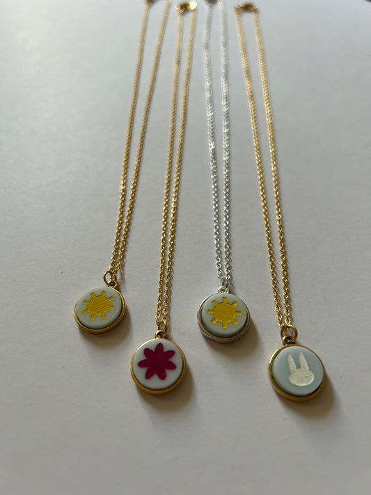 Little Round Acrylic Cameo Necklaces