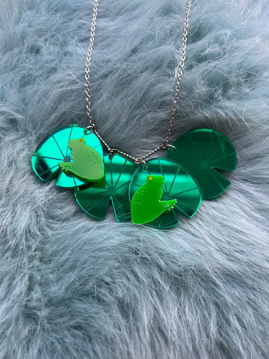 Lily Pad Mirror Acrylic Necklace