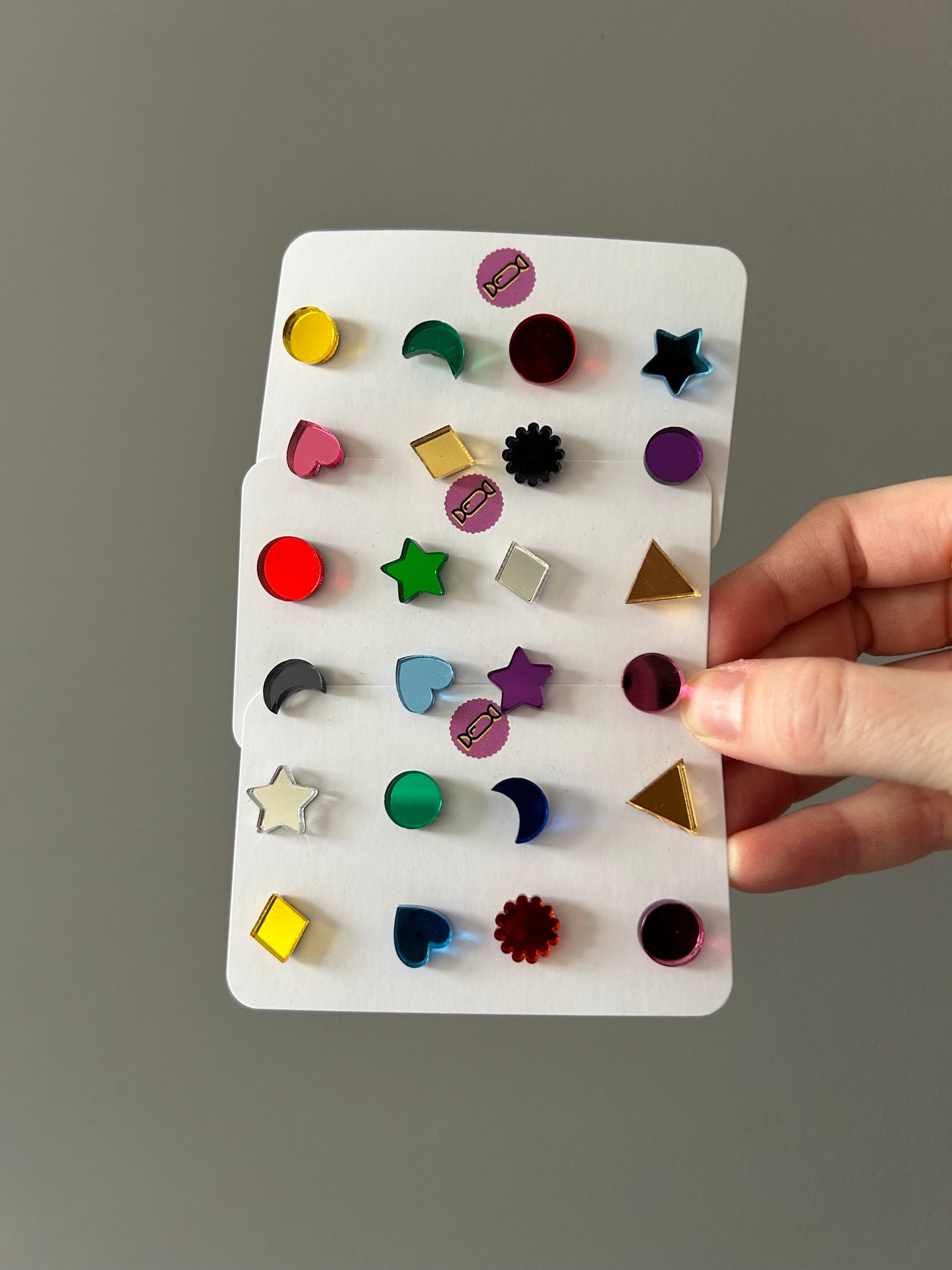 'Stick-On' Inspired Acrylic Mirror Stud Earrings