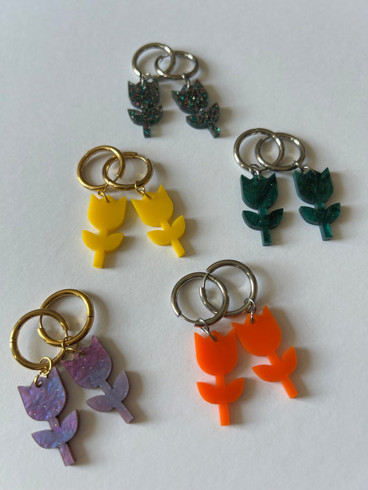 Tulip Acrylic Hoop Earrings
