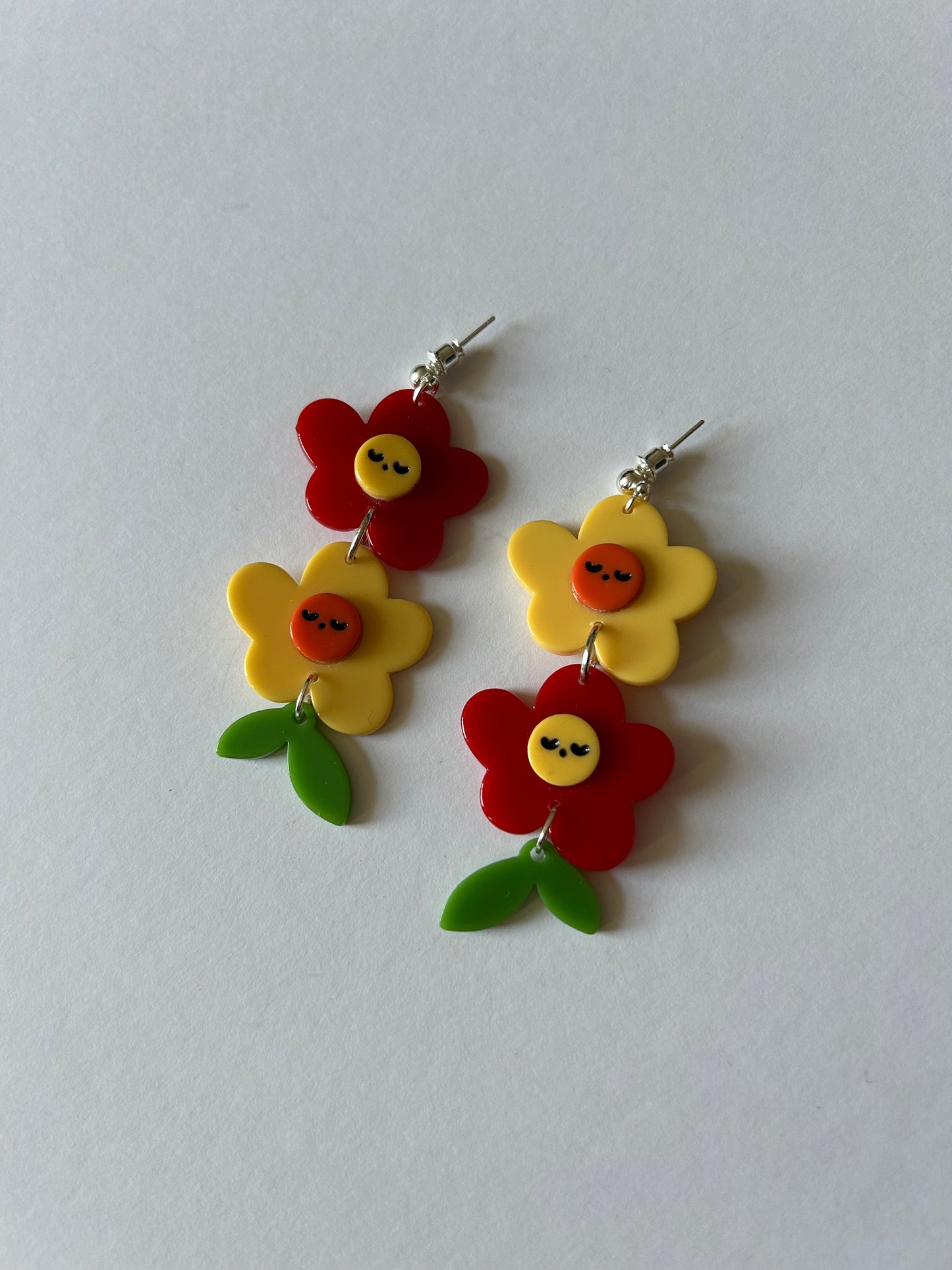 Duo Flower Acetate Earrings