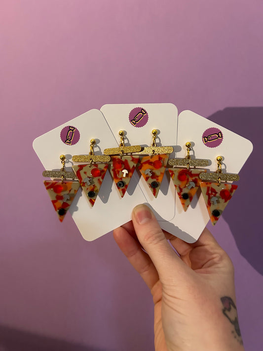 Pizza Slice Acetate Earrings