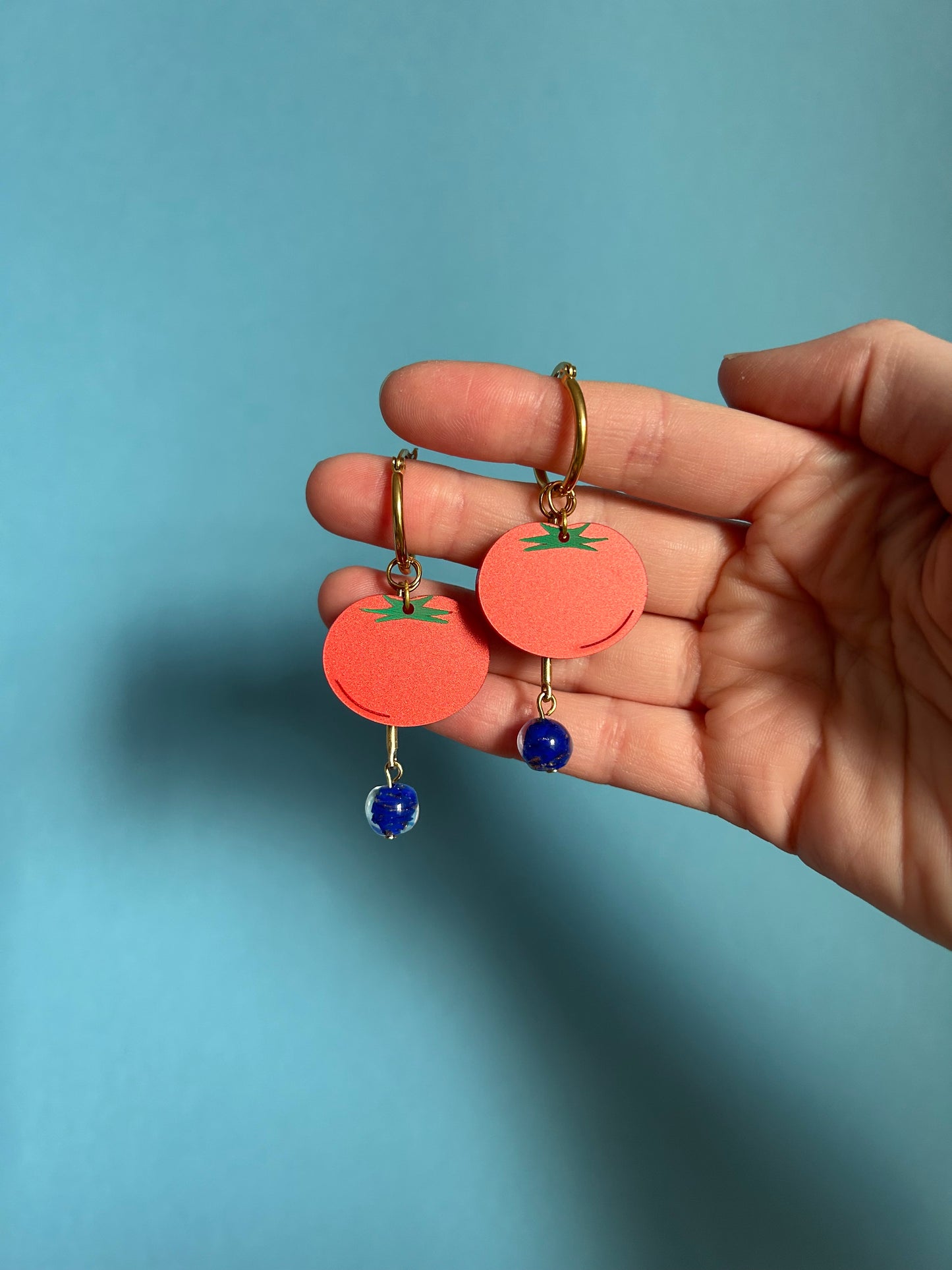 Tomato Acrylic Hoop Earrings