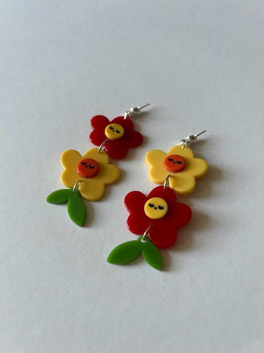 Duo Flower Acetate Earrings