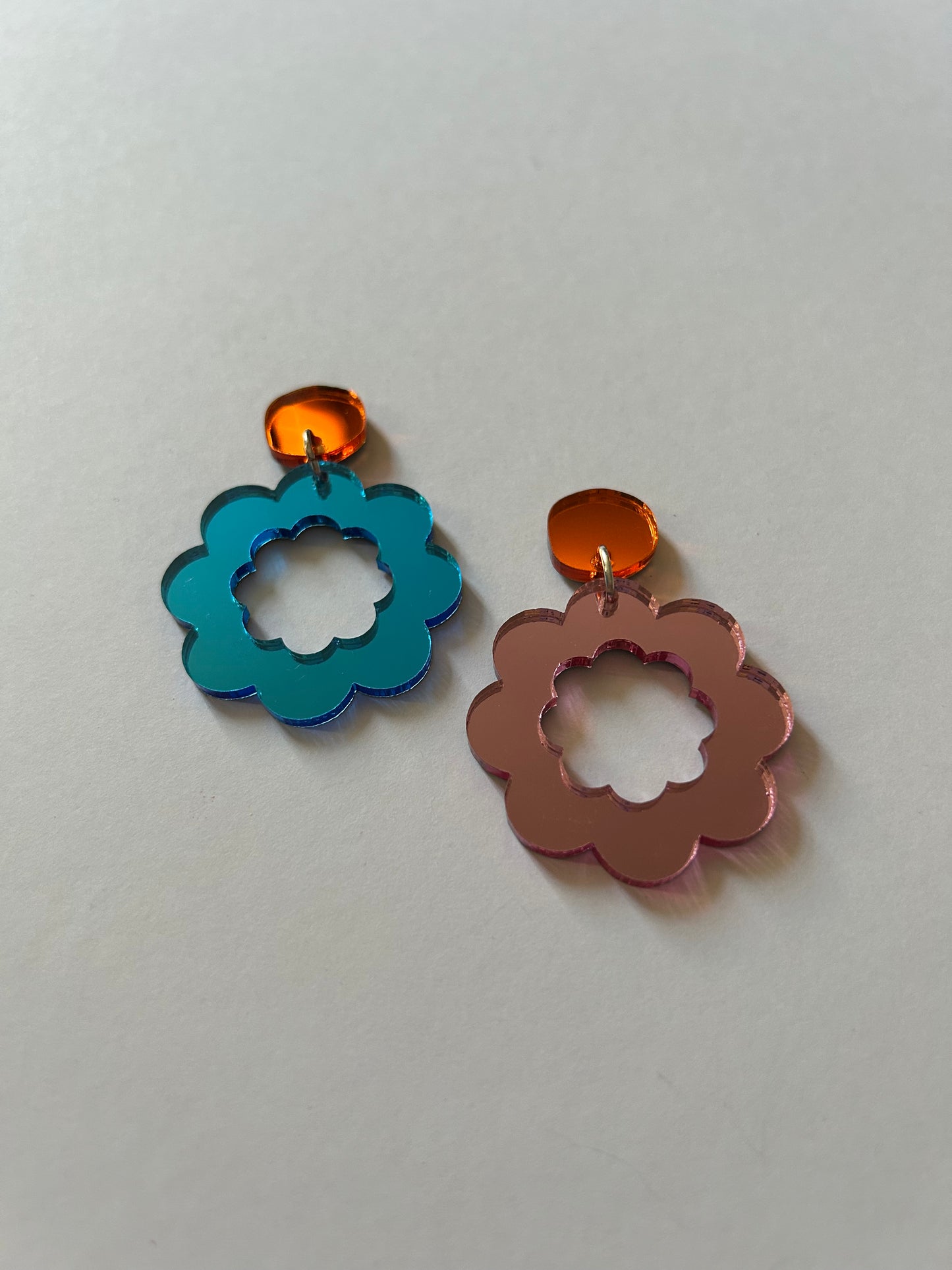 Mirror Flower Acrylic Earrings