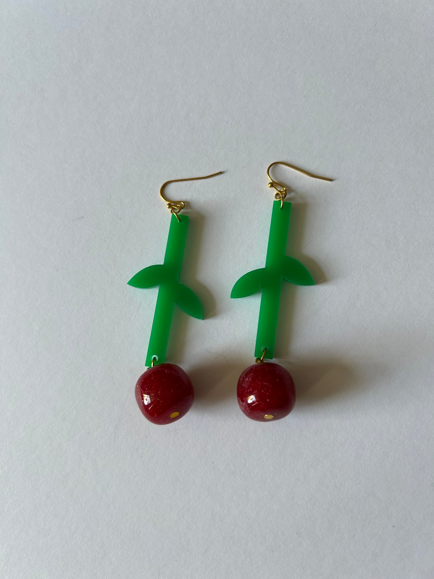 Cherry Acrylic Dangly Earrings