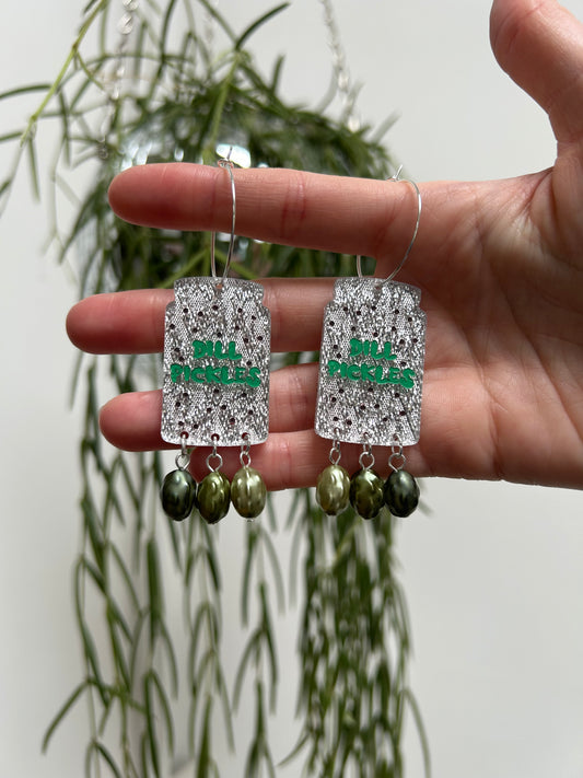 Dill Pickle Acrylic Hoop Earrings