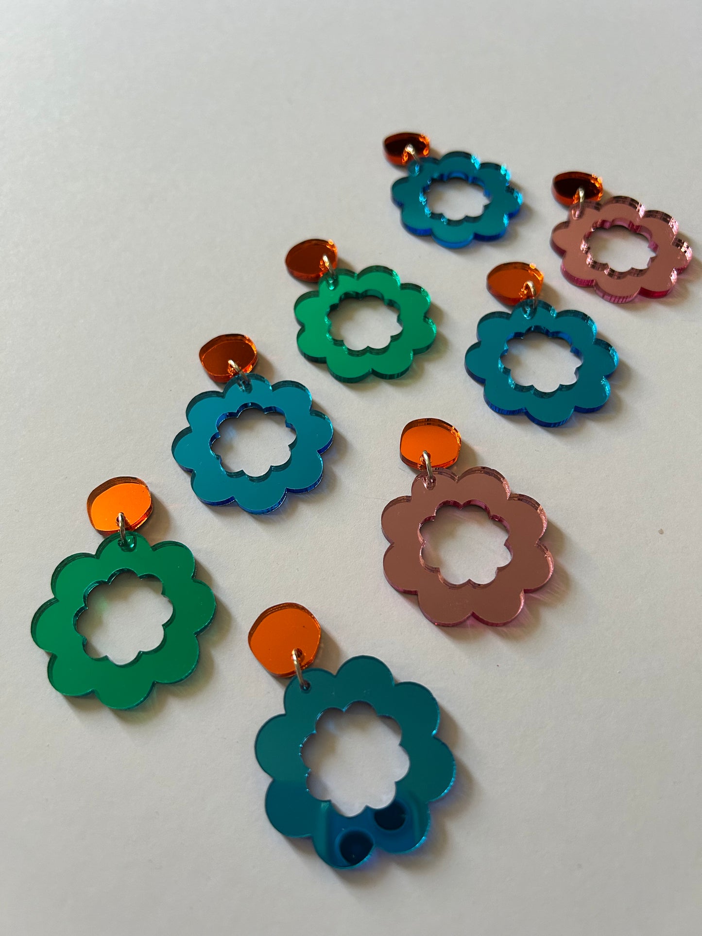 Mirror Flower Acrylic Earrings