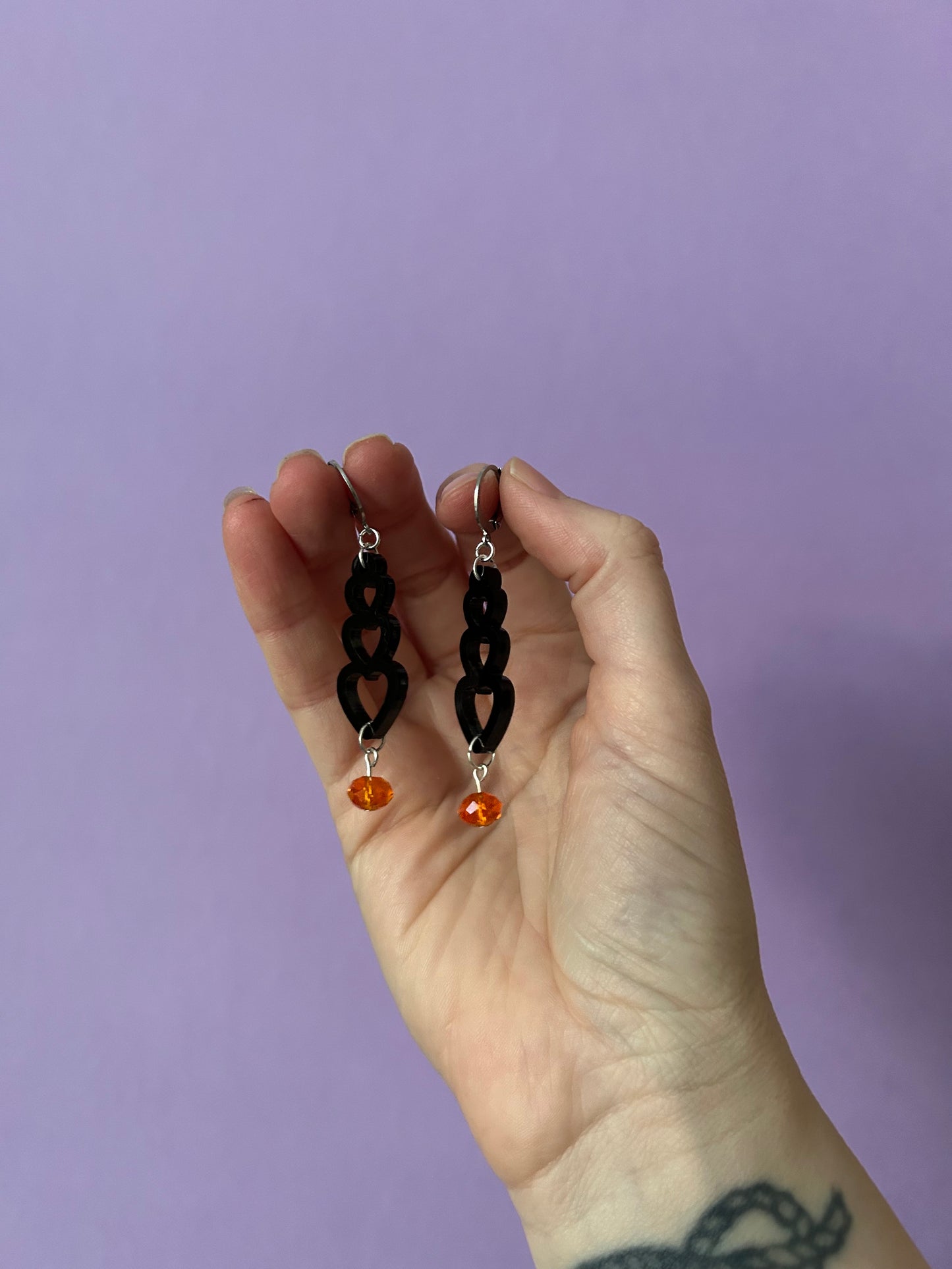 Triple Hearts Acrylic Earrings