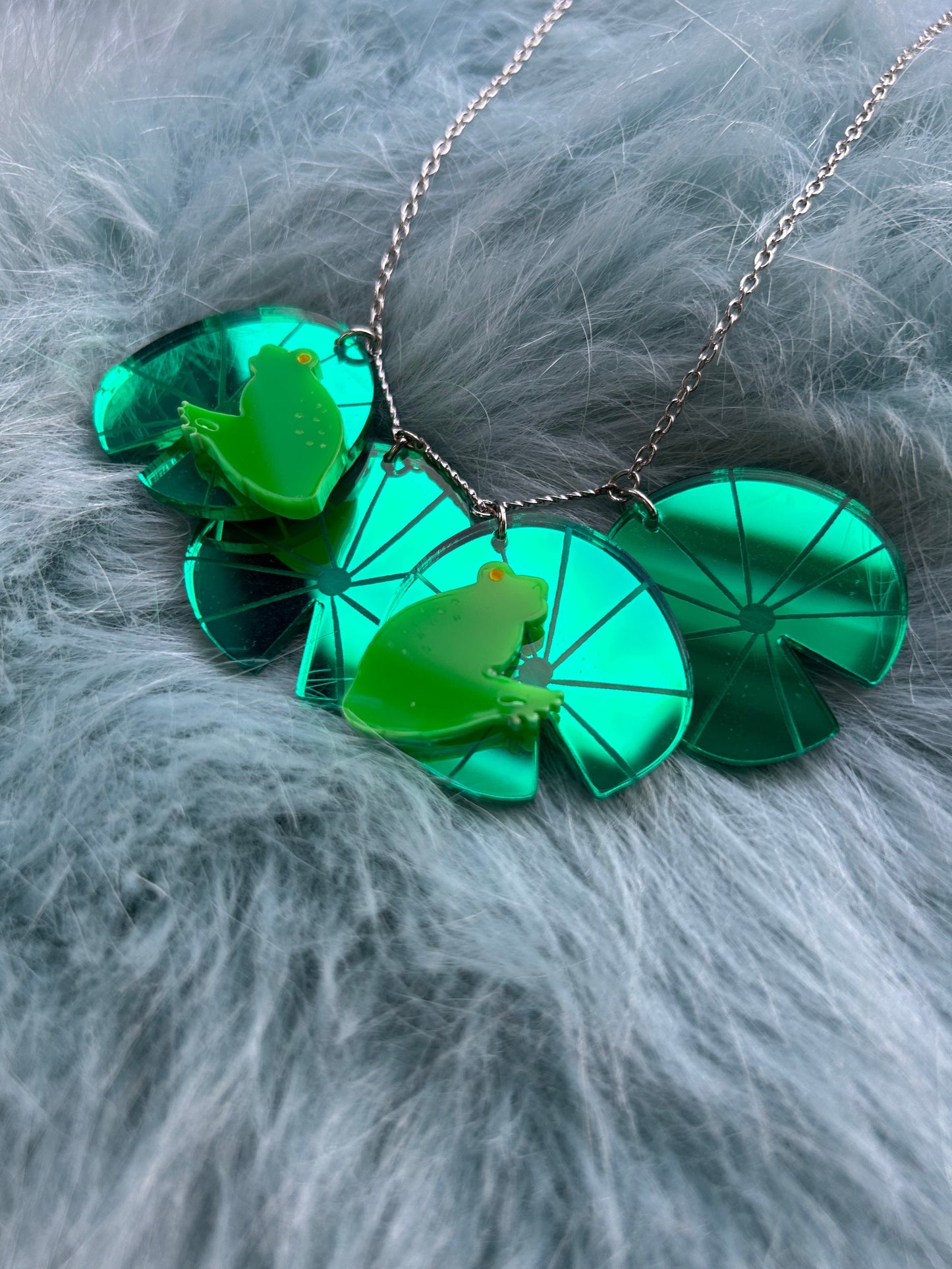 Lily Pad Mirror Acrylic Necklace