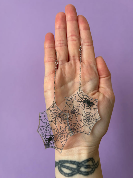 Spiderweb Acrylic Dangly Earrings