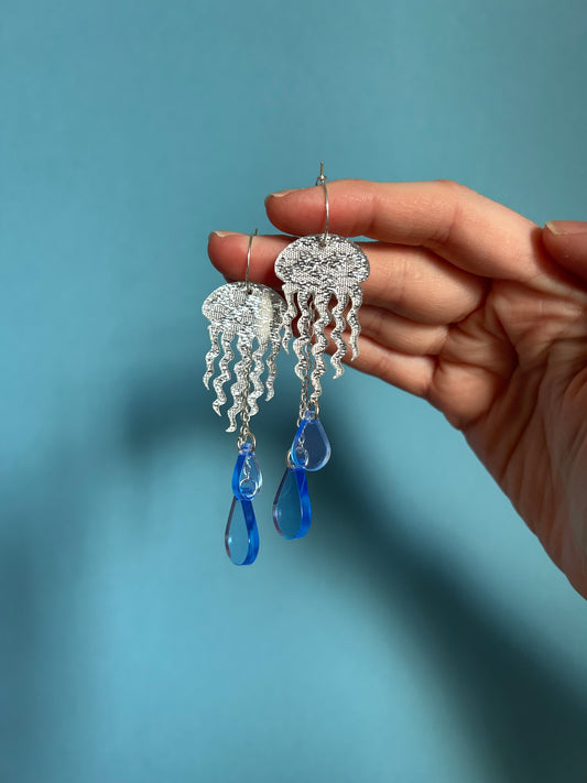 Jellyfish Acrylic Hoop Earrings