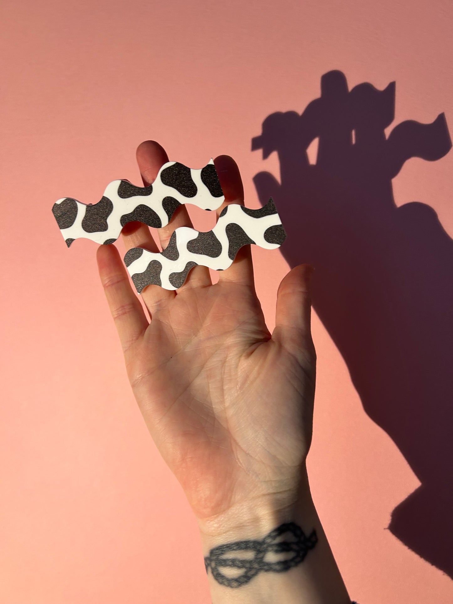 Cow Print Acrylic Hair Slides