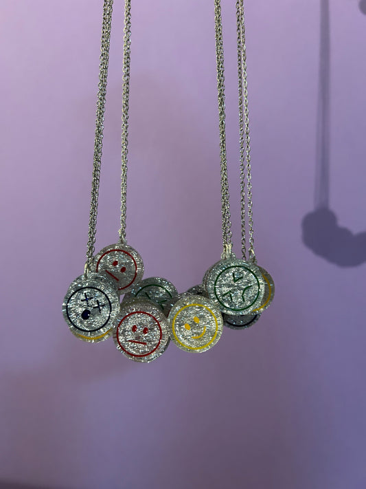 Mixed Emotions Glittery Acrylic Necklace