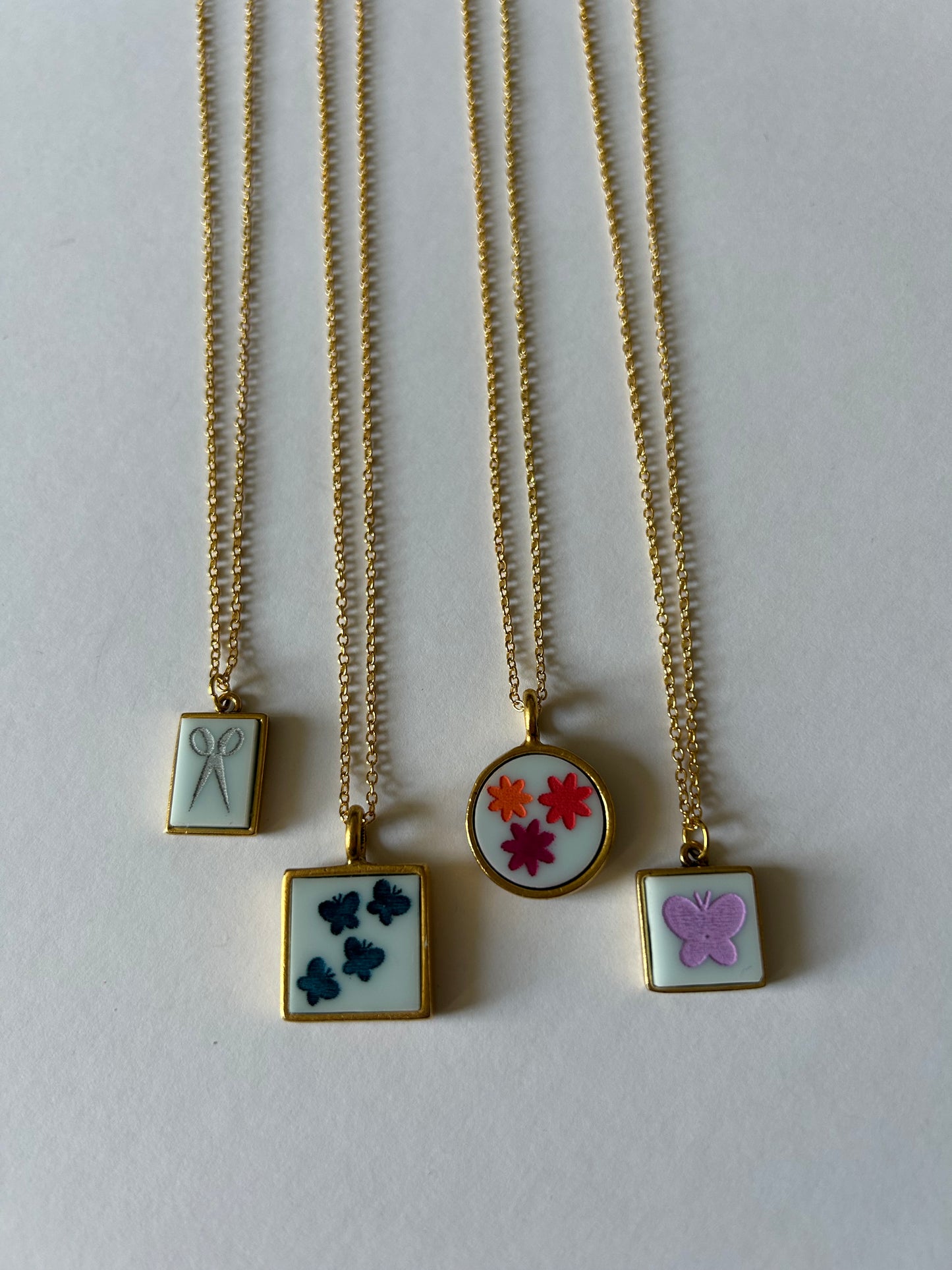 Gold Acrylic Cameo Necklaces