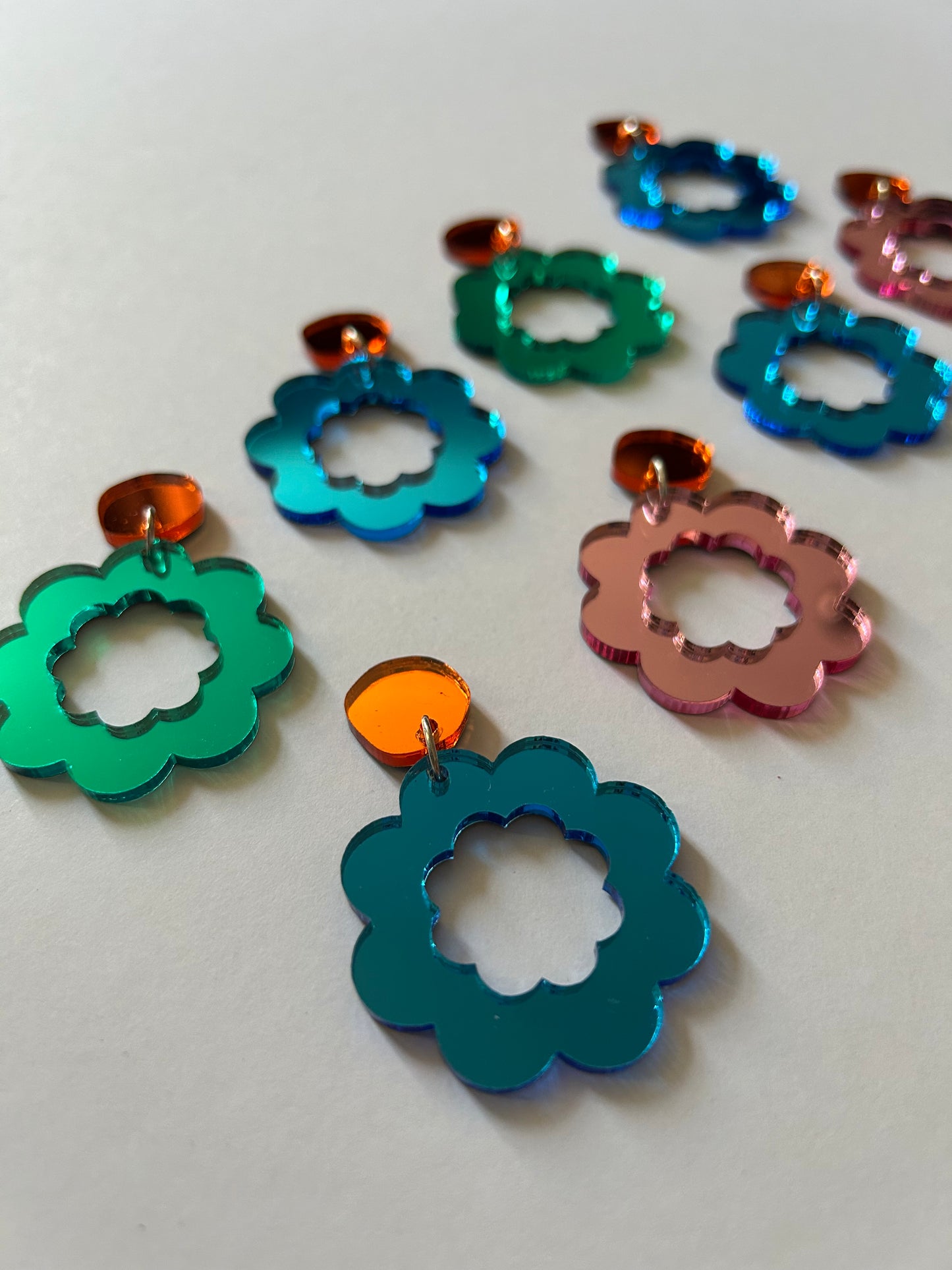 Mirror Flower Acrylic Earrings