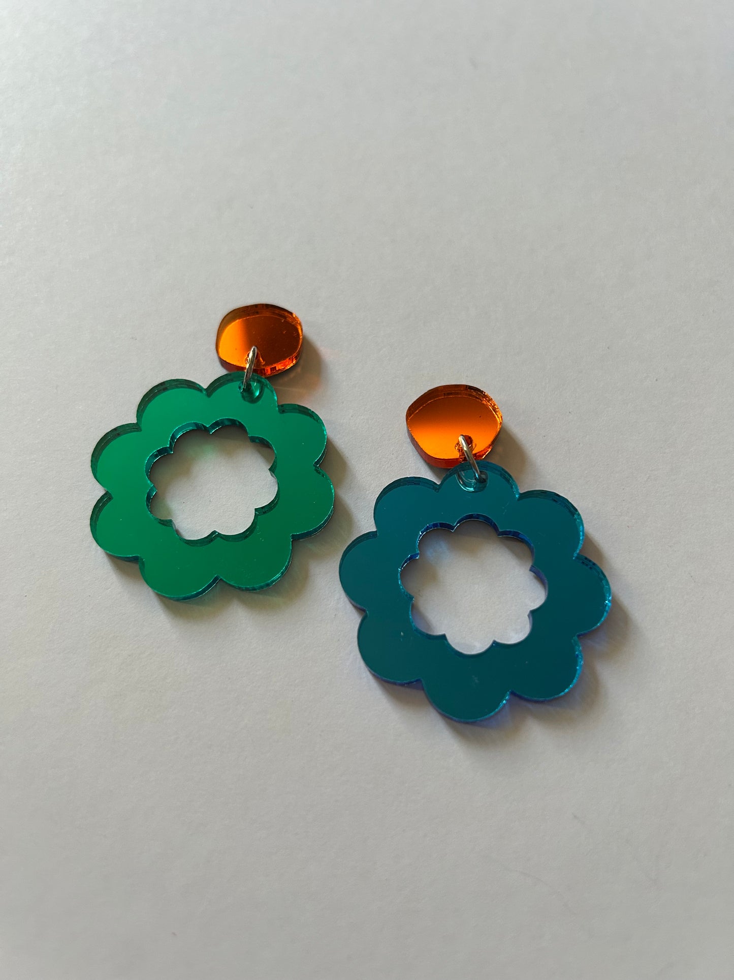 Mirror Flower Acrylic Earrings