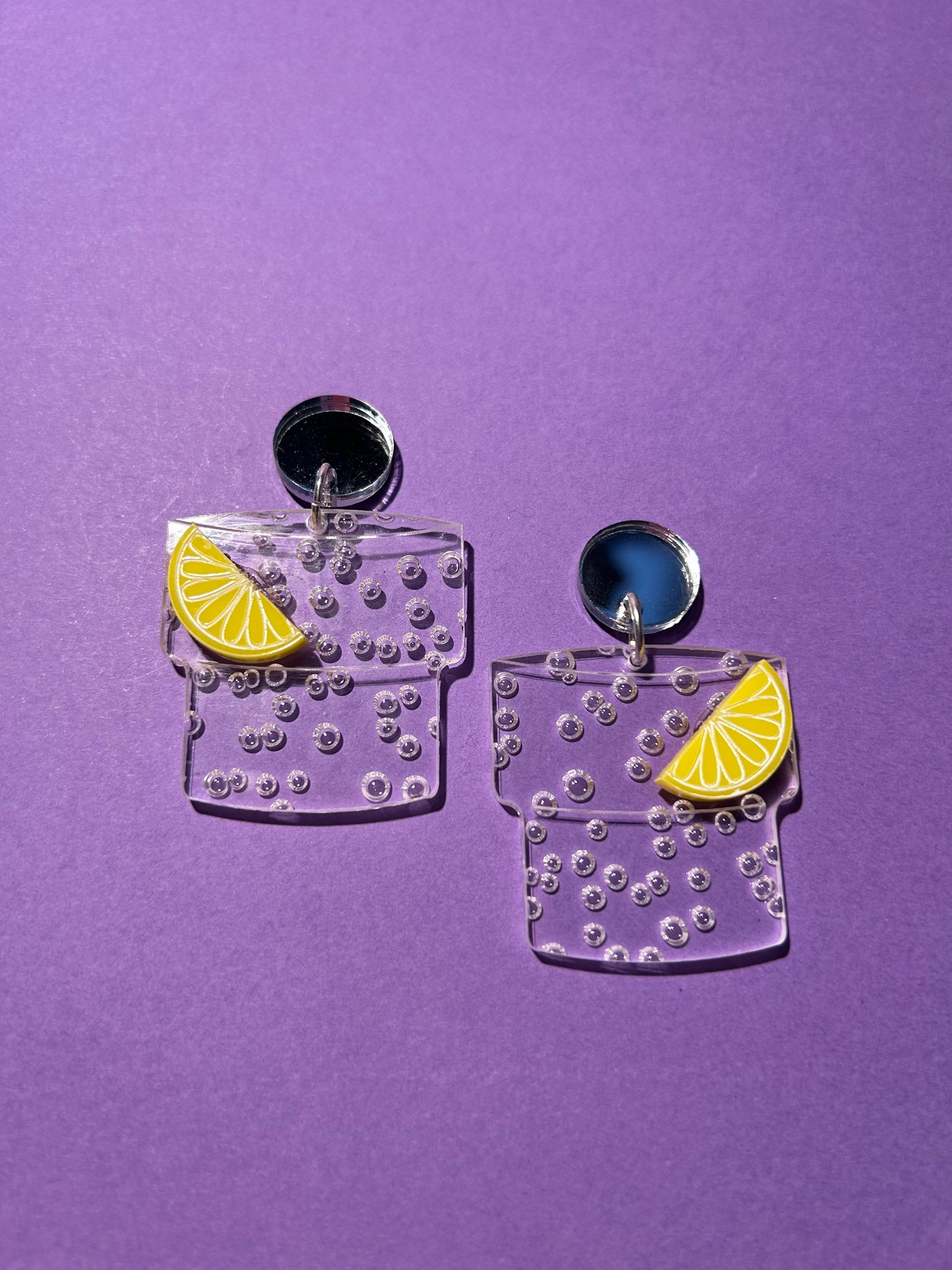 Soda with Lemon Acrylic Earrings