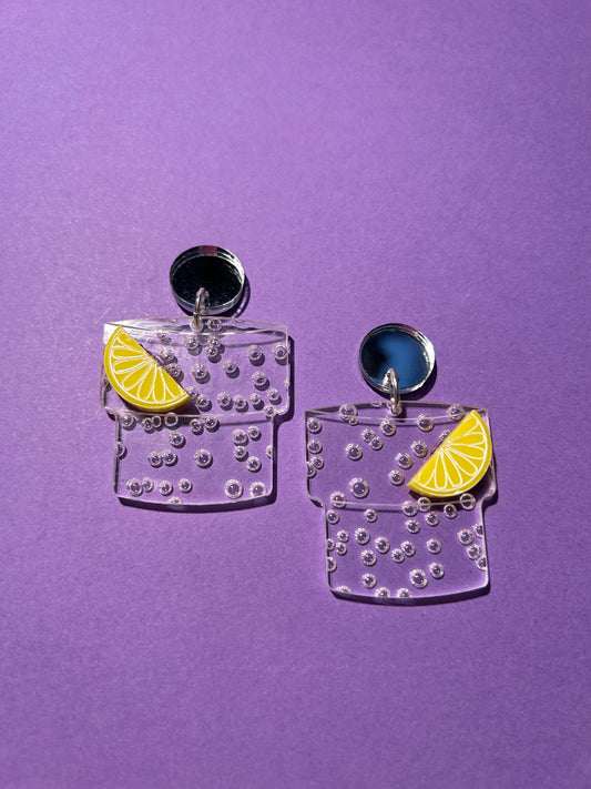 Soda with Lemon Acrylic Earrings