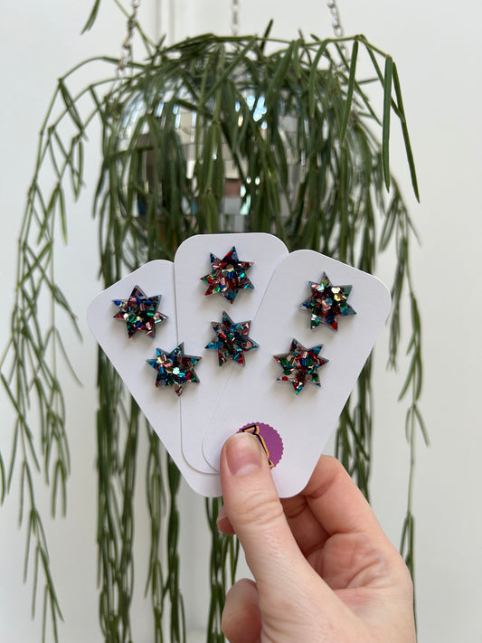 Glittery Acrylic Starburst Studs