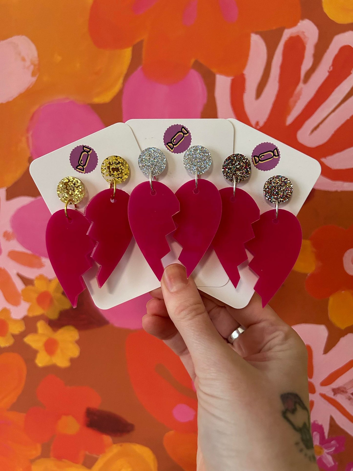 Broken Heart Acrylic Earrings