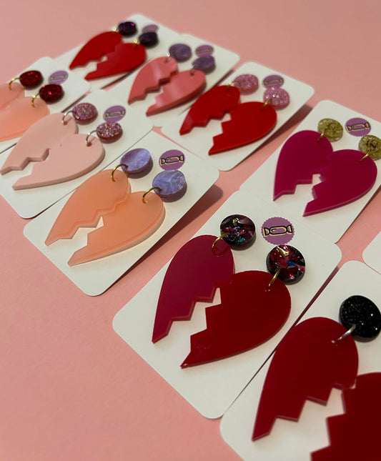 Broken Heart Acrylic Earrings