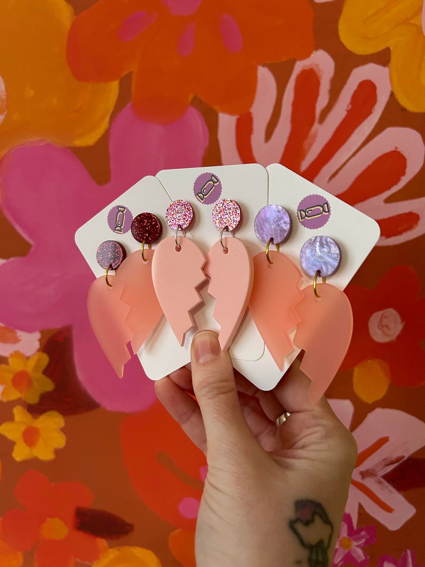 Broken Heart Acrylic Earrings
