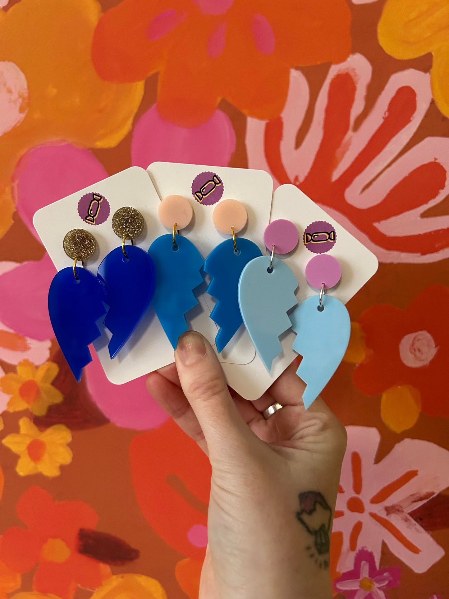 Broken Heart Acrylic Earrings