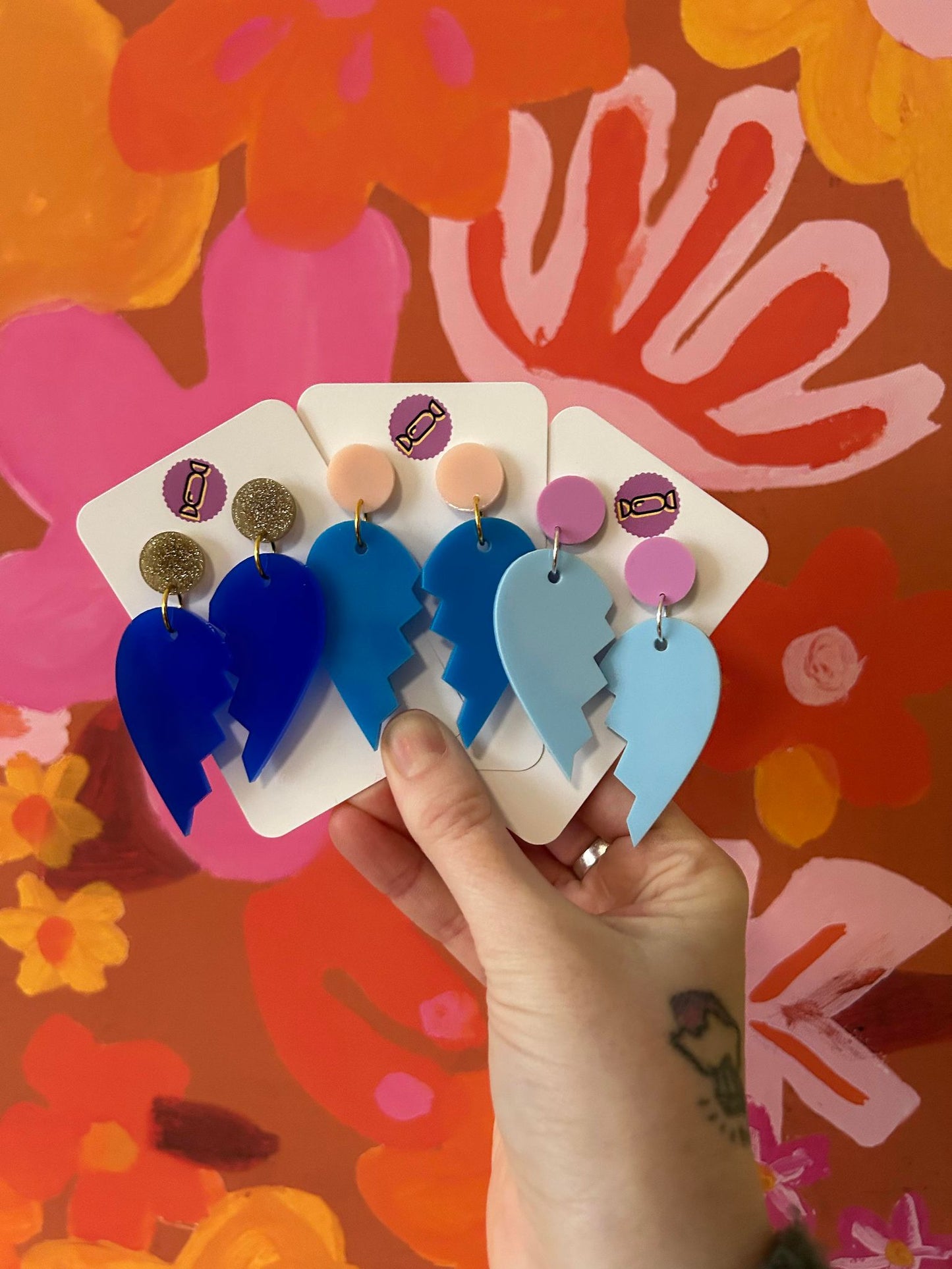 Broken Heart Acrylic Earrings