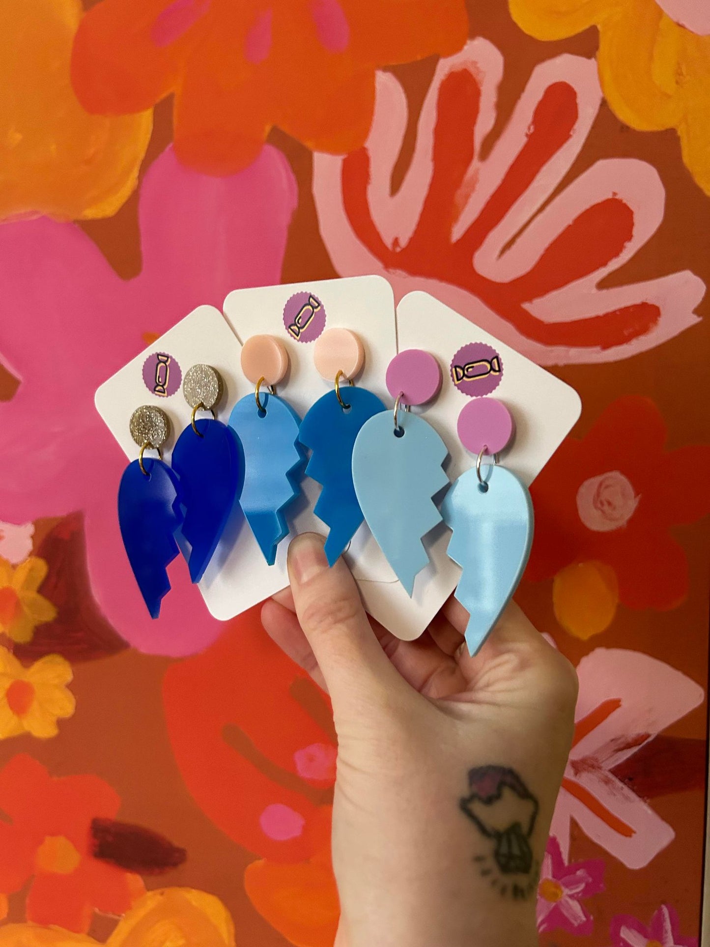 Broken Heart Acrylic Earrings