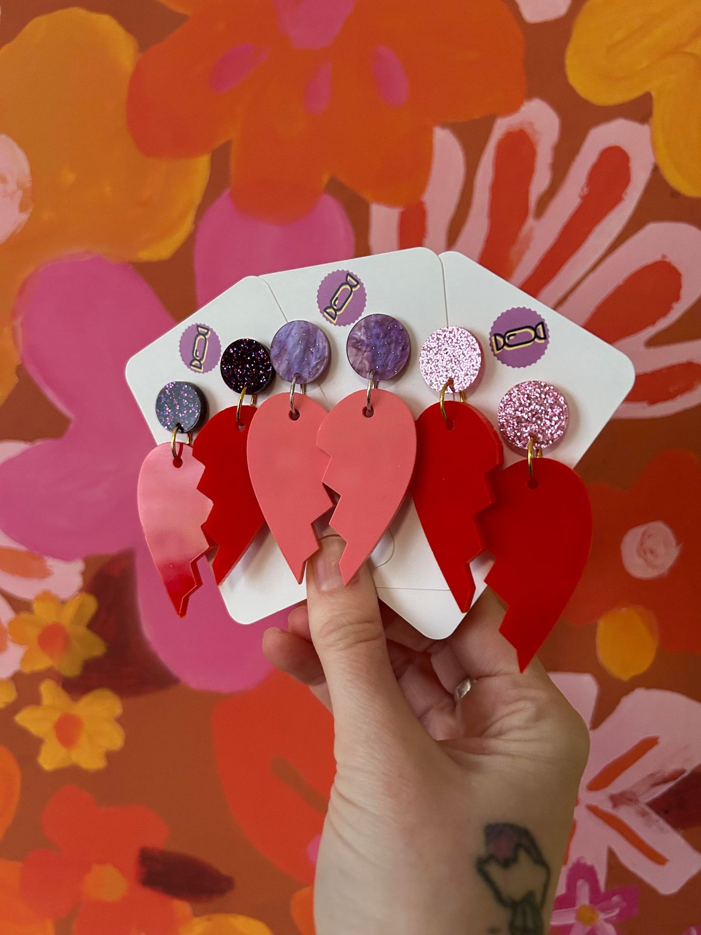 Broken Heart Acrylic Earrings