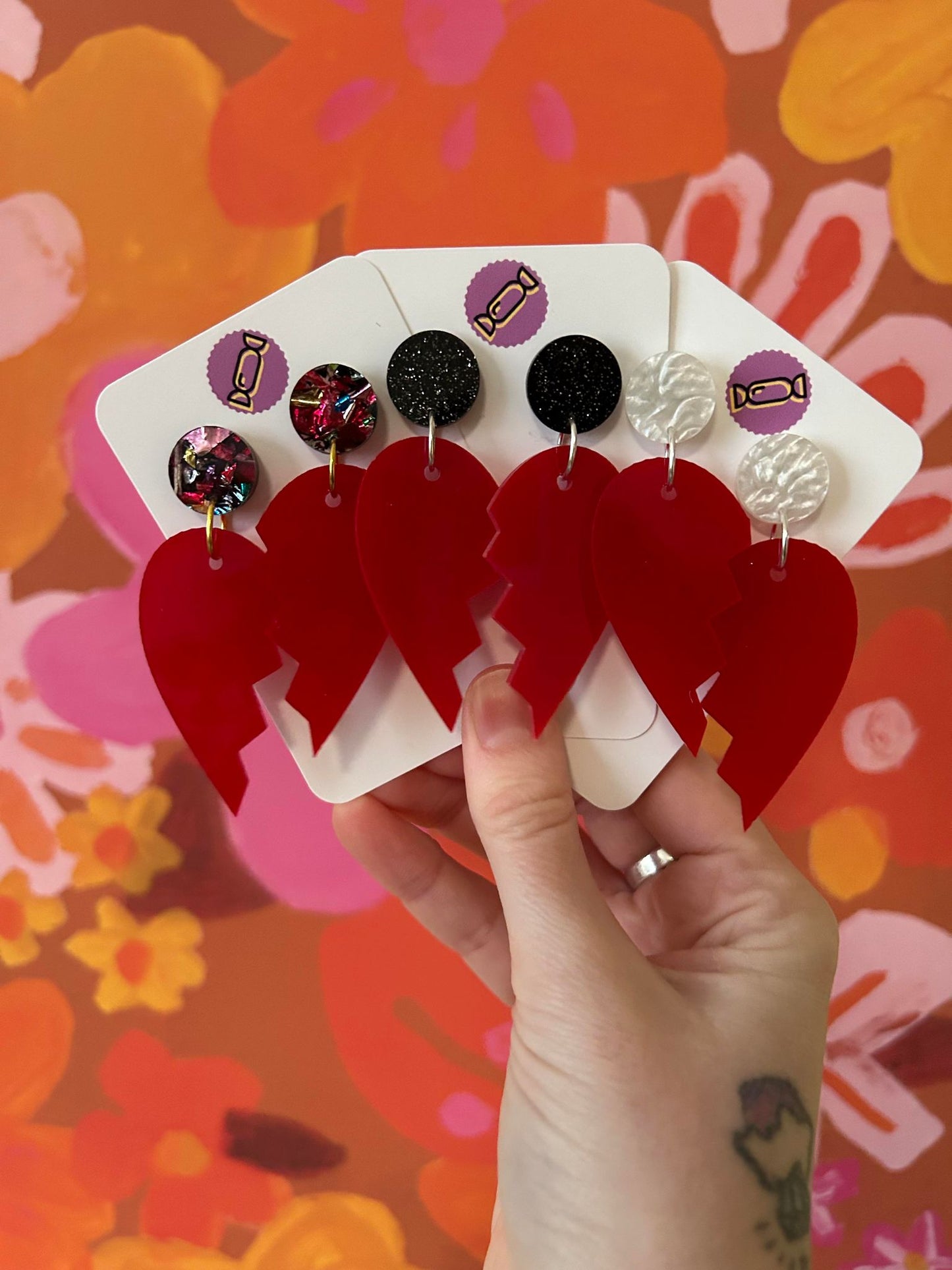 Broken Heart Acrylic Earrings