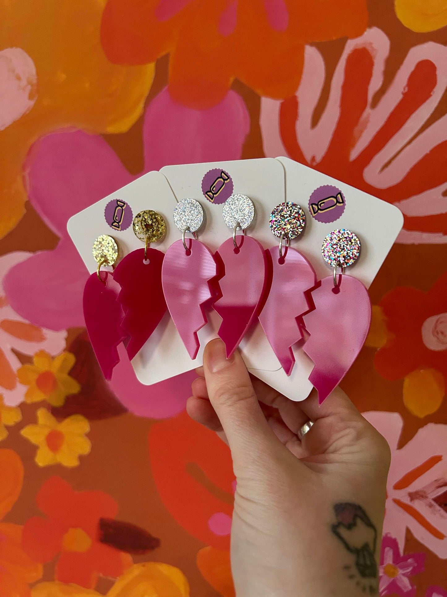 Broken Heart Acrylic Earrings