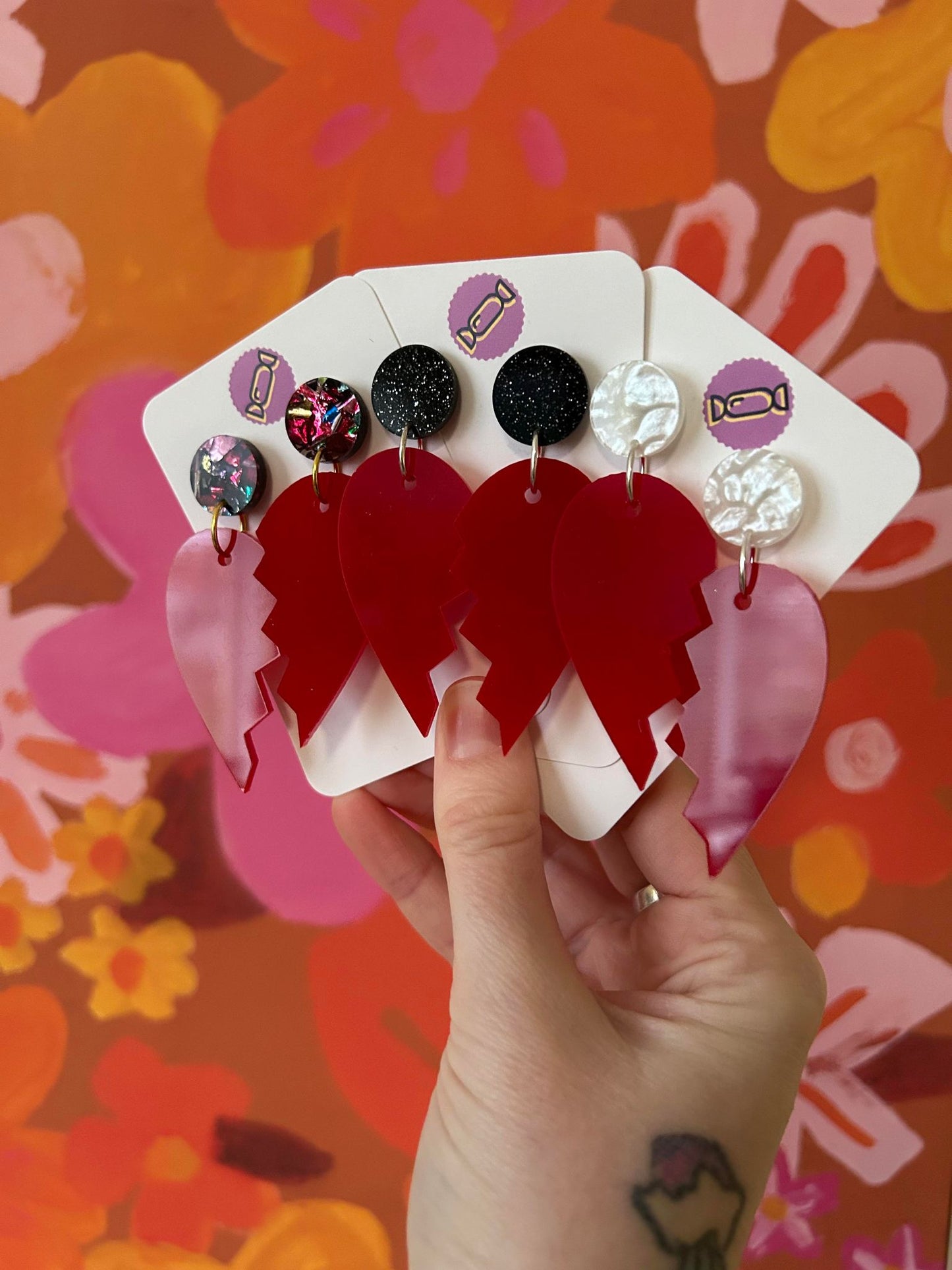 Broken Heart Acrylic Earrings