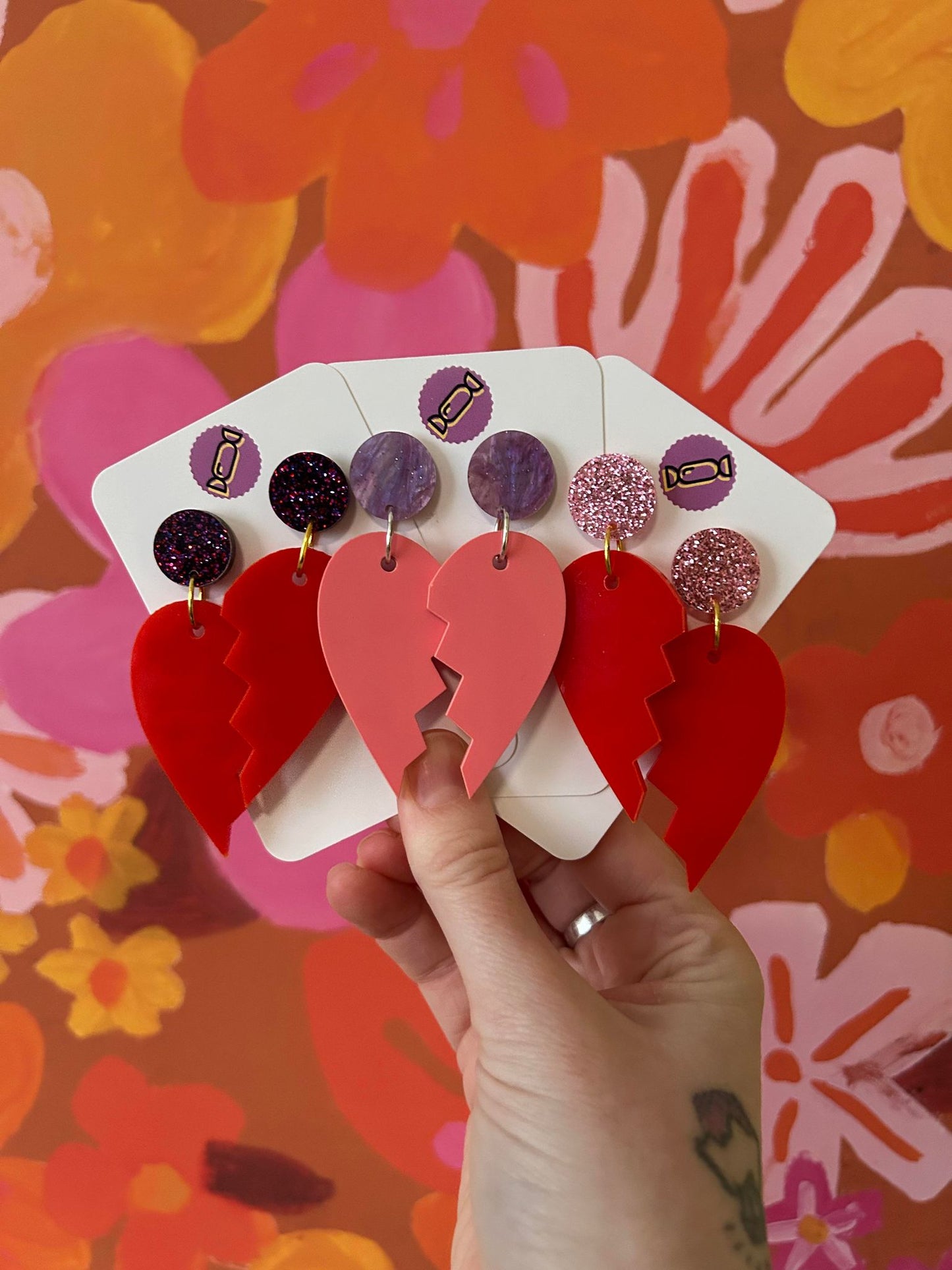 Broken Heart Acrylic Earrings
