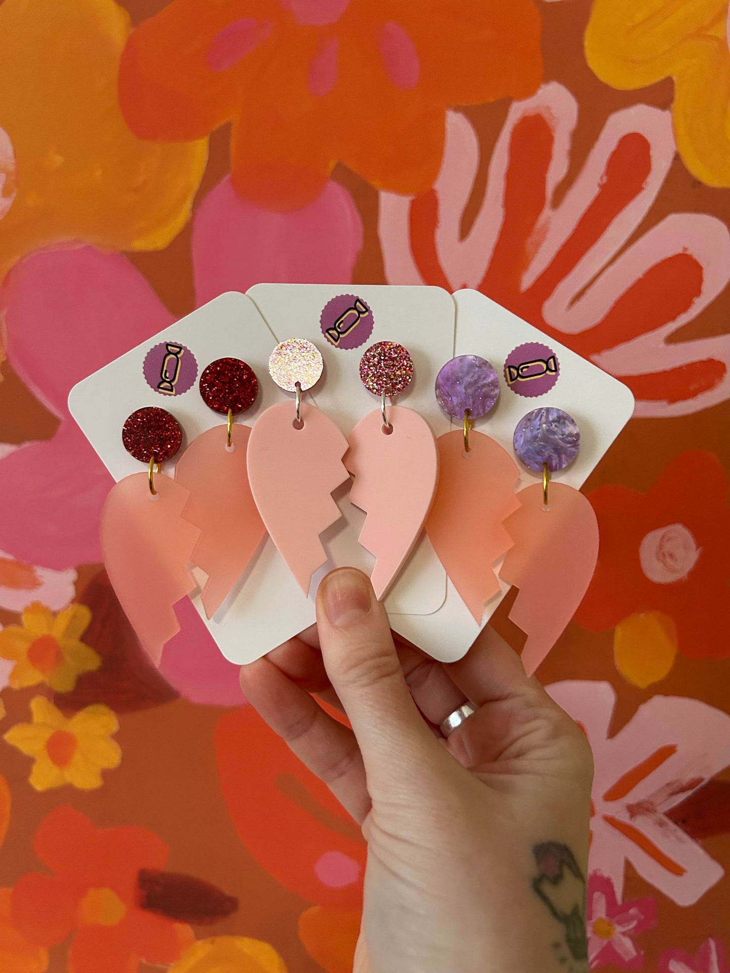 Broken Heart Acrylic Earrings
