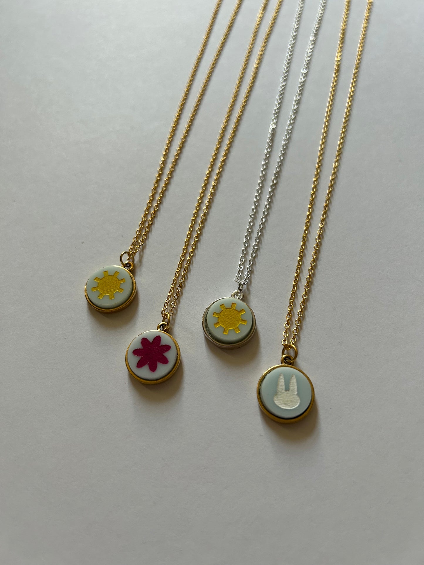 Little Round Acrylic Cameo Necklaces