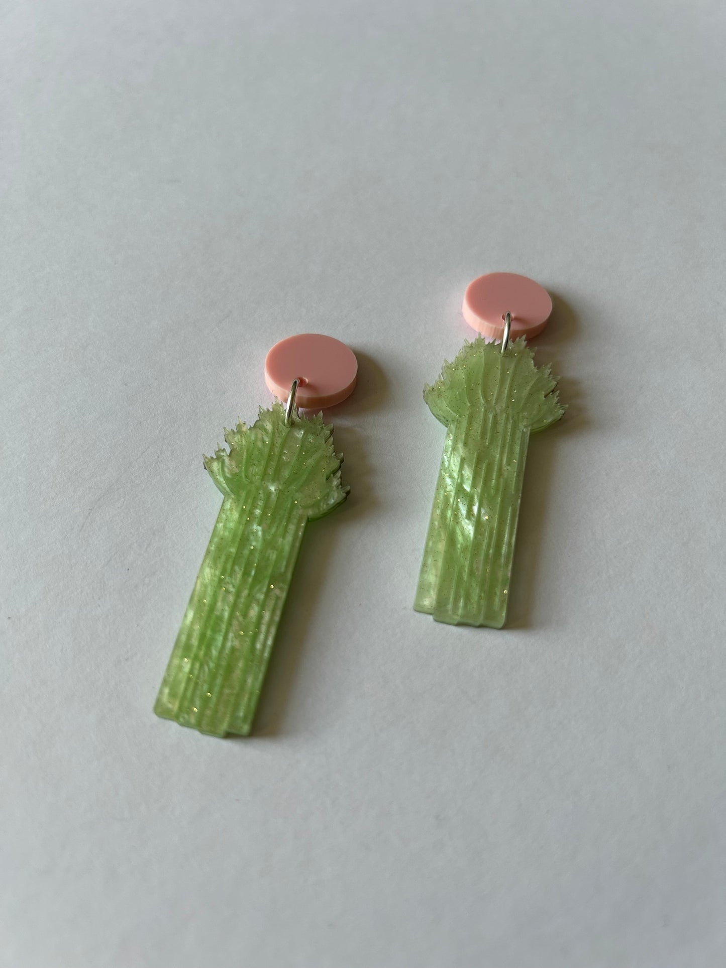 Celery Sparkly Acrylic Earrings