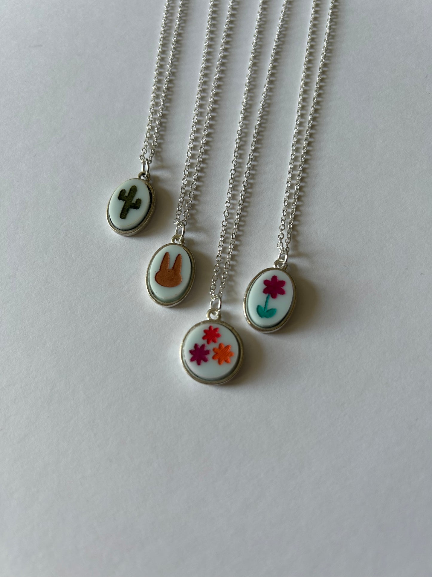 Mini Silver Acrylic Cameo Necklaces