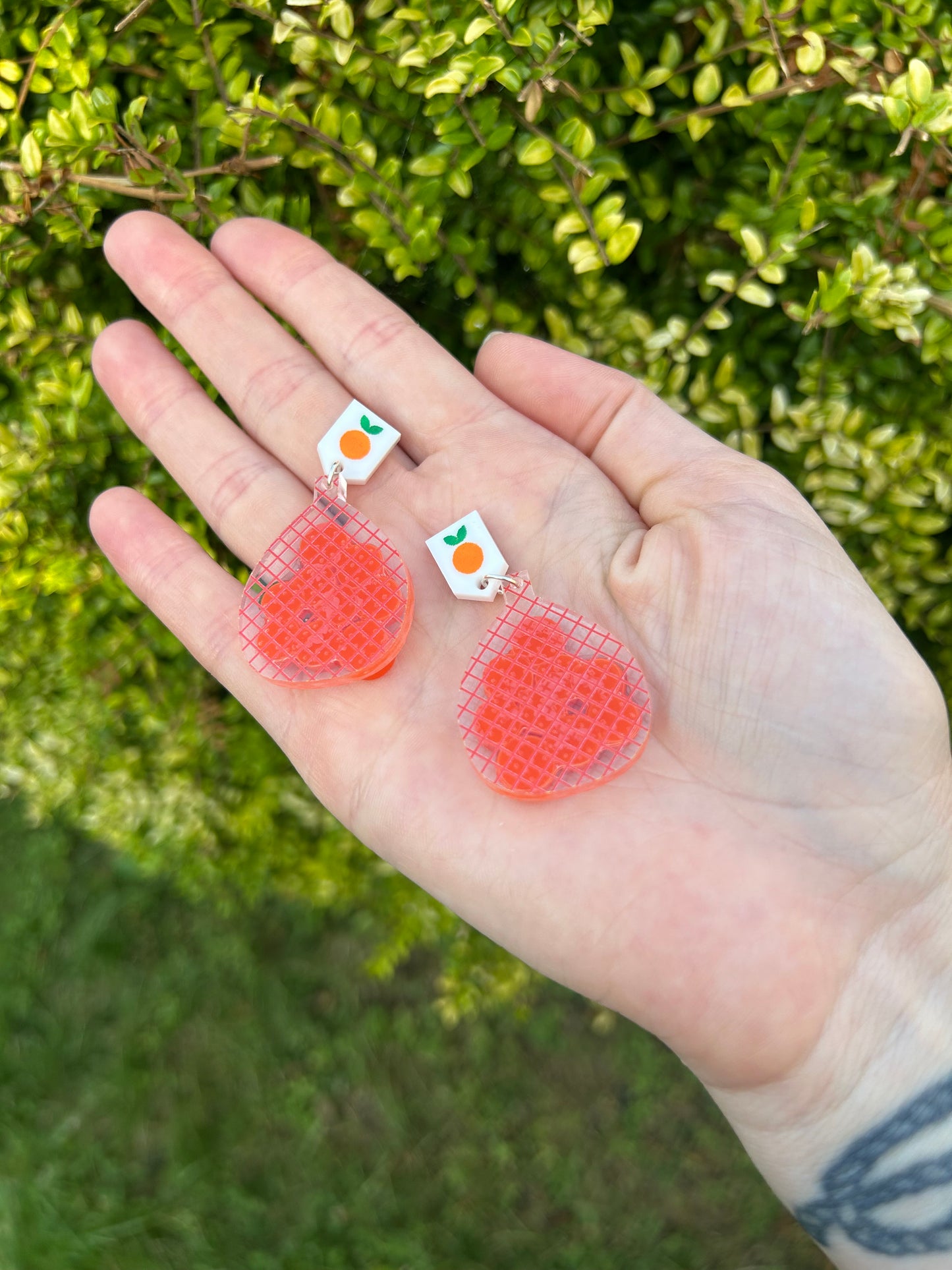Bag of Oranges Acrylic Earrings