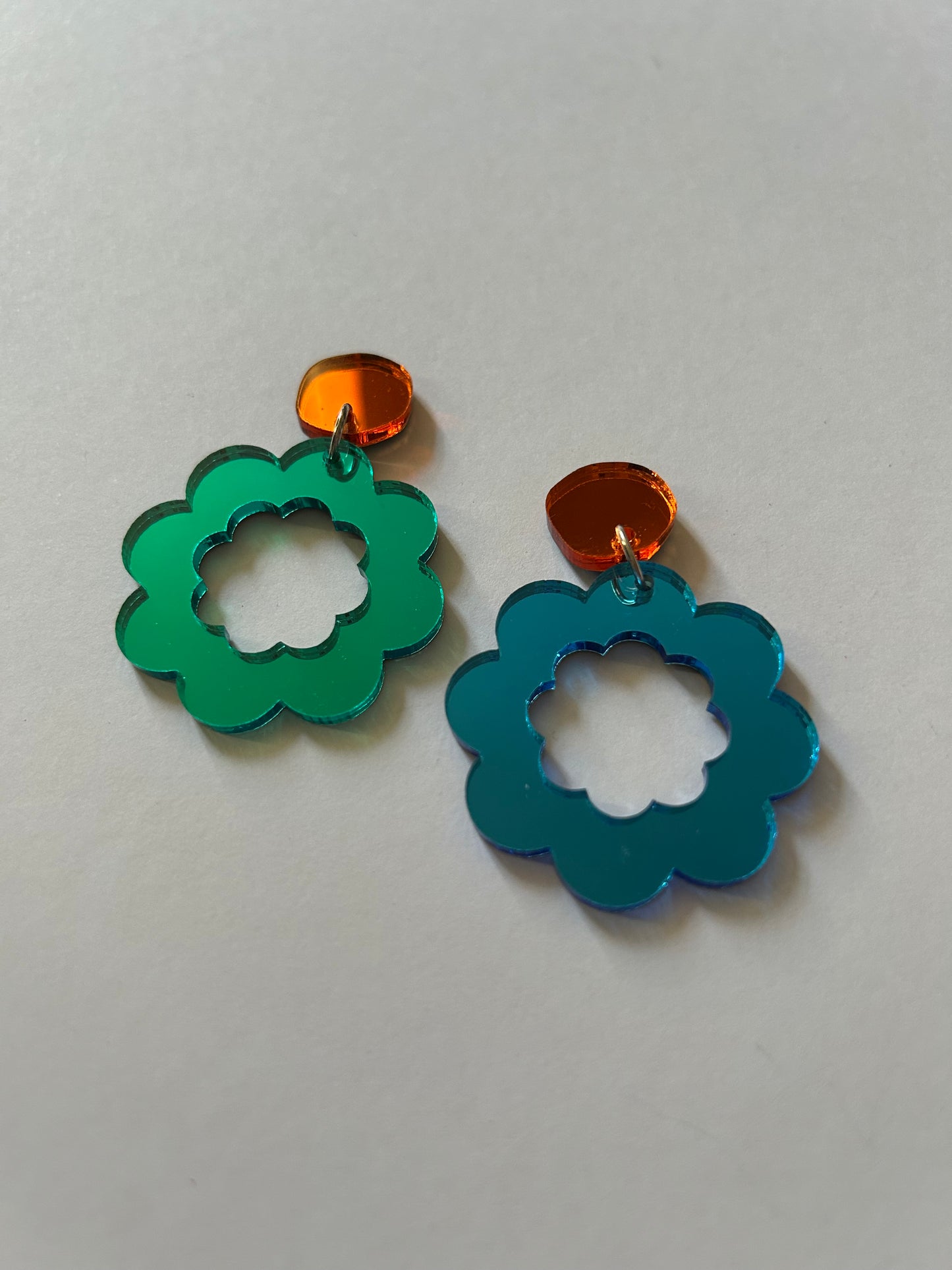 Mirror Flower Acrylic Earrings