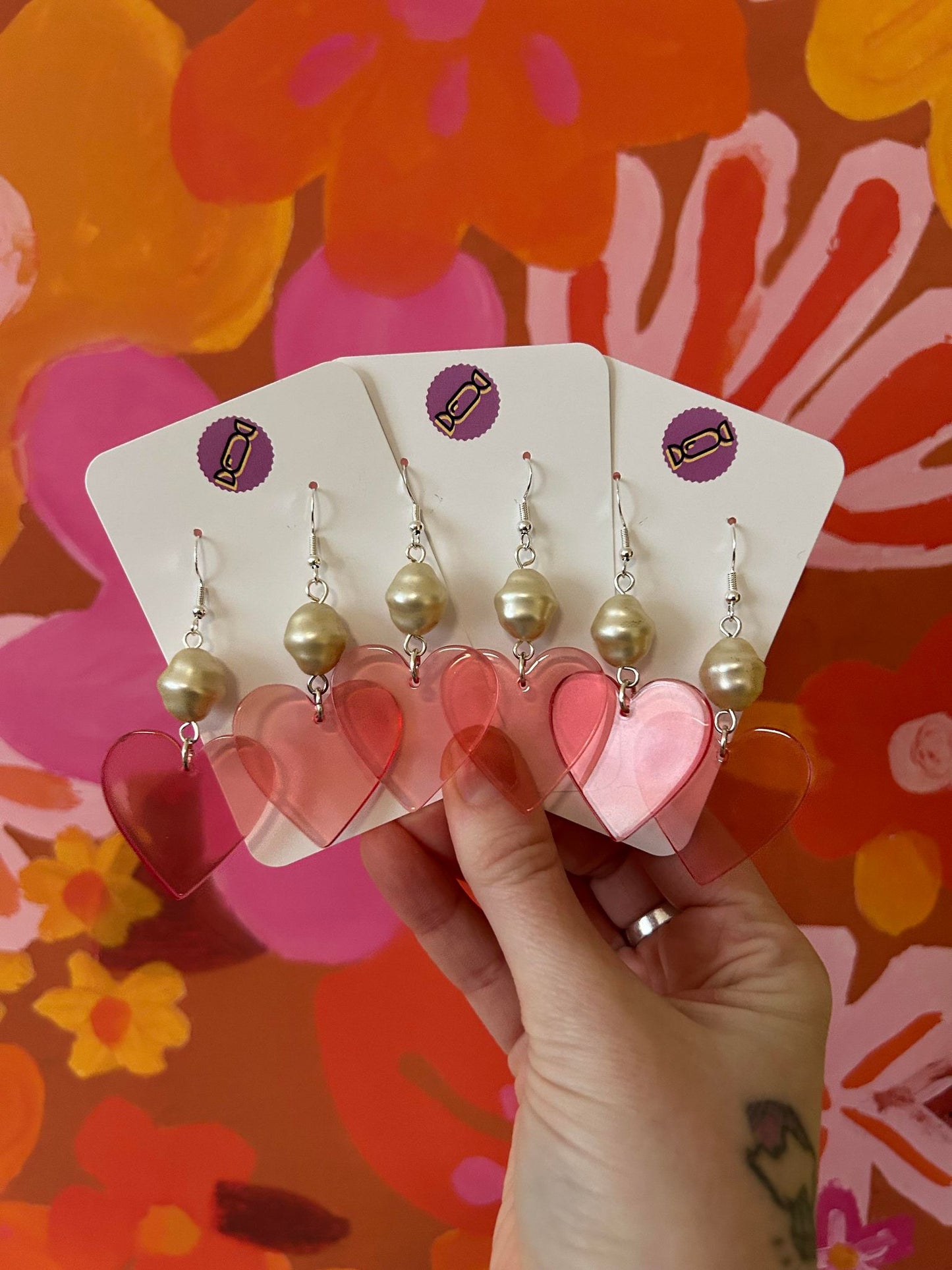 Acetate Heart Drop Earrings